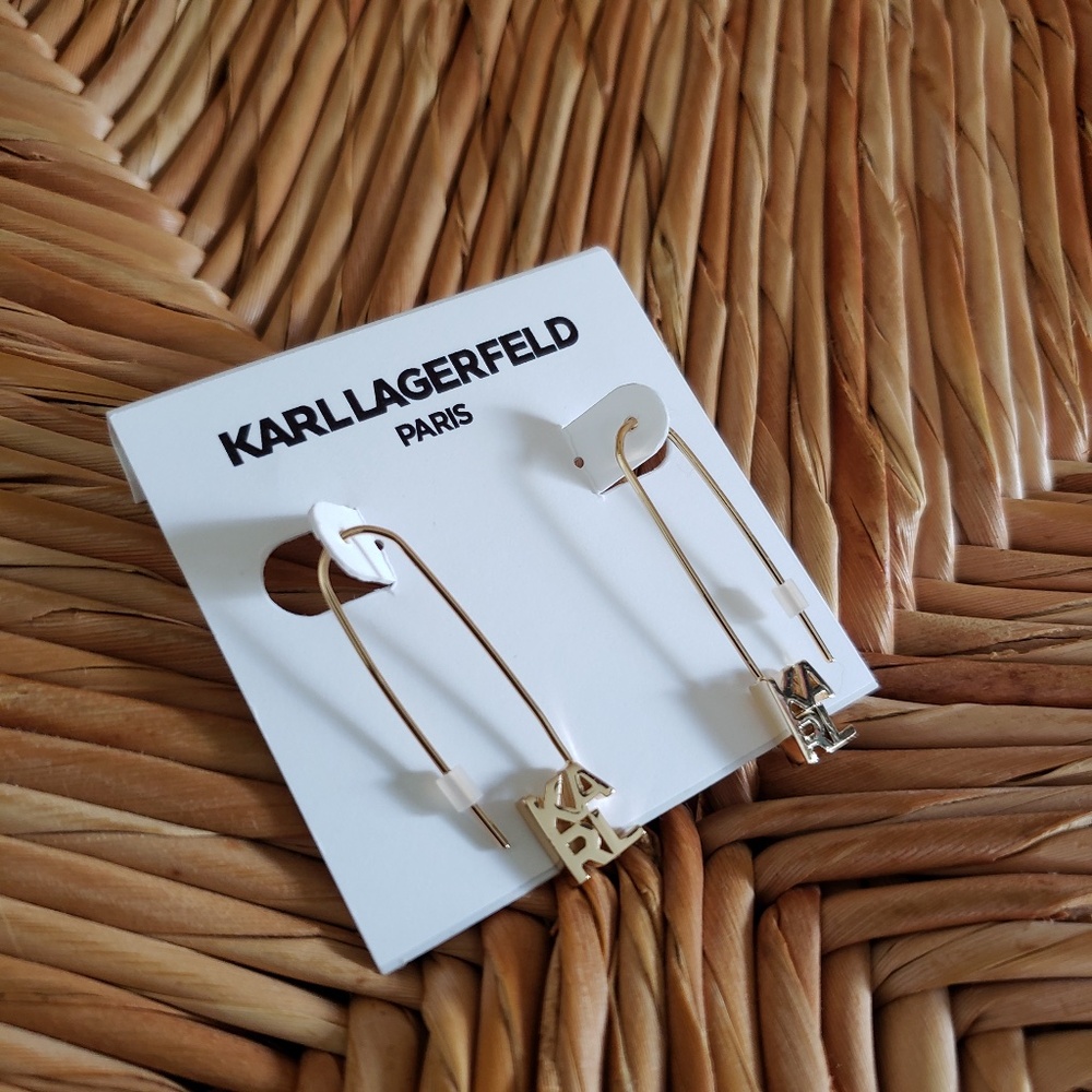 Karl Lagerfeld Gold Needle Earrings NEW